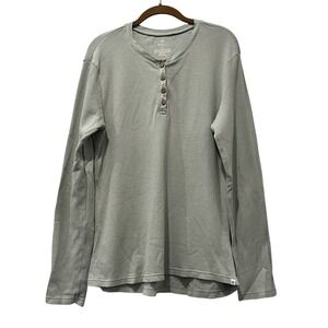 Honest Baby Mens Henley Shirt Green Long Sleeve Waffle Knit Organic Cotton Large